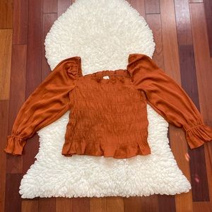 A New Day Ruched Top Blouse Balloon Sleeves Like New Size Medium